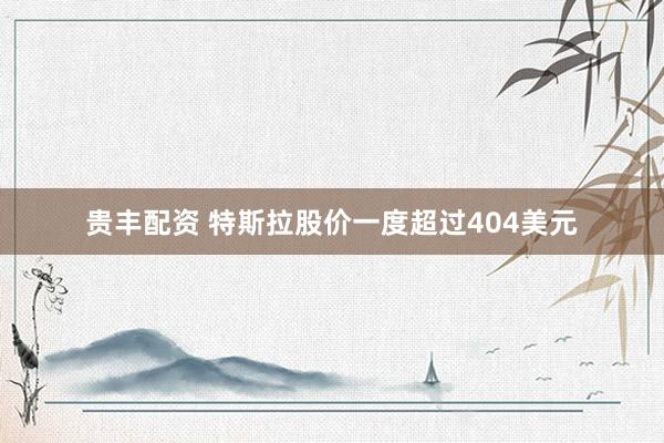 贵丰配资 特斯拉股价一度超过404美元