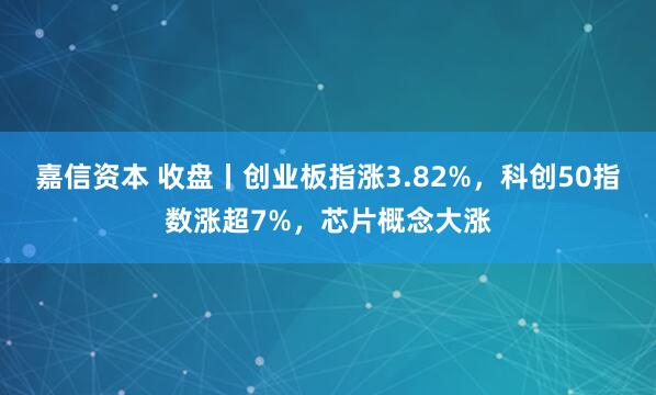 嘉信资本 收盘丨创业板指涨3.82%，科创50指数涨超7%，芯片概念大涨