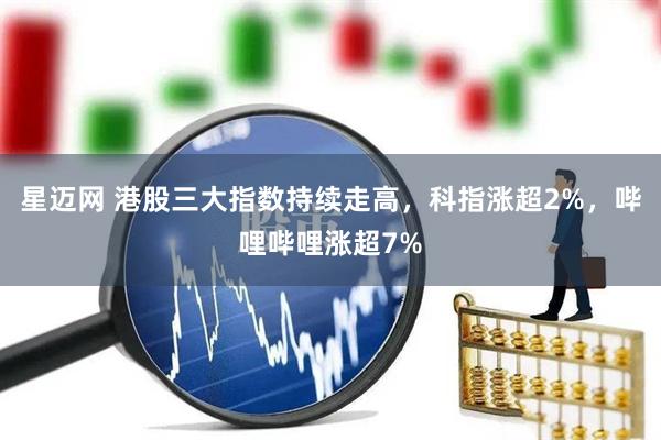 星迈网 港股三大指数持续走高，科指涨超2%，哔哩哔哩涨超7%