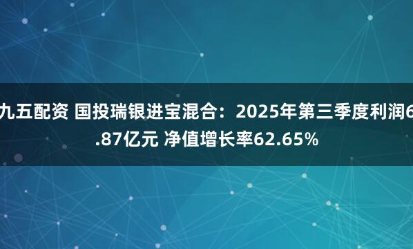 九五配资 国投瑞银进宝混合：2025年第三季度利润6.87亿元 净值增长率62.65%
