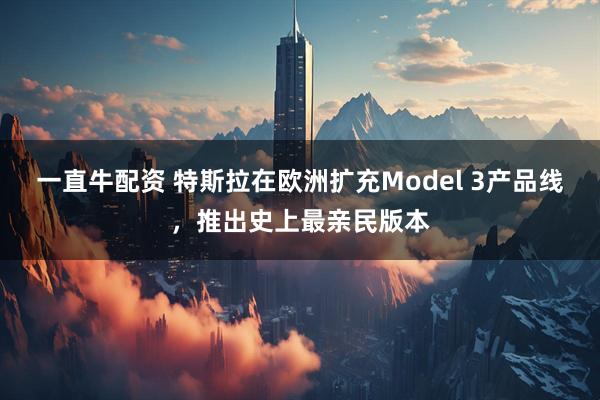 一直牛配资 特斯拉在欧洲扩充Model 3产品线，推出史上最亲民版本